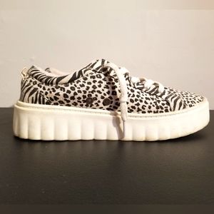 ROXY PLATFORM SNEAKERS CHEETAH ANIMAL PRINT SIZE 8 SHEILAHH ATHLETIC SURF SUMMER